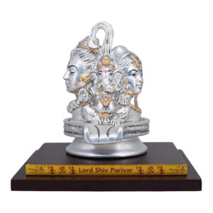 Antique Silver Matte Holy Family Shiv Shakti Ganesha