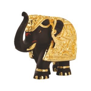 Elephant Black Gold Trunk Up - Medium
