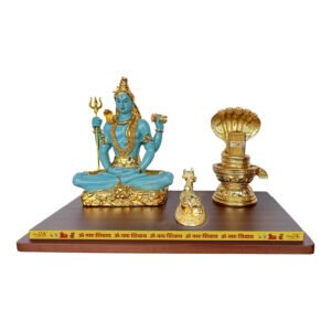 Golden Finish Shivling with Mahadev Nandi Set