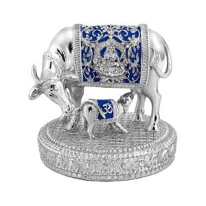 Divine Silver Kamdhenu Cow with Calf