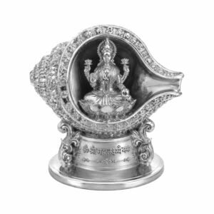 Silver Laxmi Shankh Aasan - Small