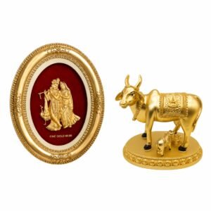 Radha Krishna & Cow With Calf
